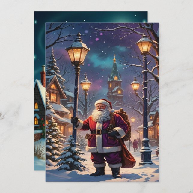 Cartão De Festividades Enchanting Christmas Winter Village Wallpaper 2025 (Frente/Verso)