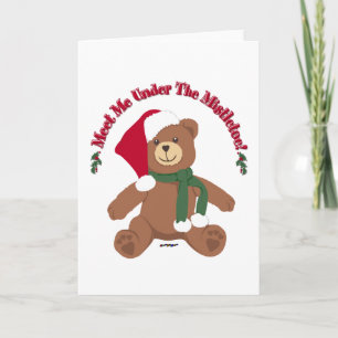 Cartão De Festividades Encontre-me debaixo do visco! Urso de pelúcia de N