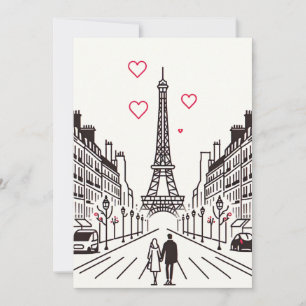 Cartão De Festividades Encontro Romântico na Torre Eiffel - O Amor Flores