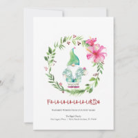 Endereço Novo Feriado de Watercolor Wreath e Gnome
