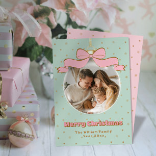 Cartão De Festividades Enfeite Coquette Pinkmas Natal Família Foto