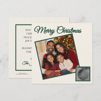 Cartão De Festividades Enfeite de Aquarela Evergreen com Foto Personaliza