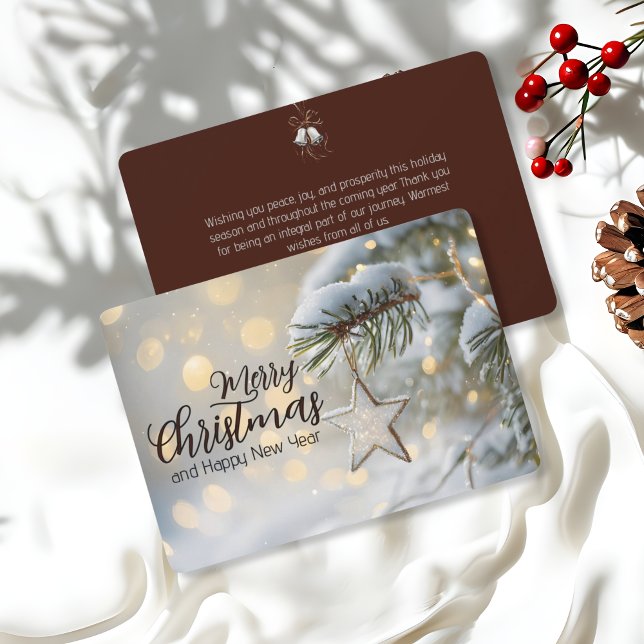 Cartão De Festividades Enfeite de Estrela de Galho de Pinheiro Natalino E (Criador carregado)