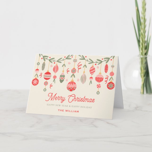 Cartão De Festividades enfeite de Natal (Frente)