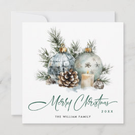 Cartão De Festividades Enfeite de Natal Boho Aquarela Elegante