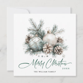 Cartão De Festividades Enfeite de Natal Boho Aquarela Elegante