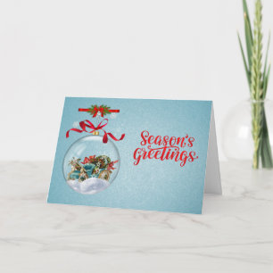 Cartão De Festividades Enfeite de Natal Clássico com Texto Personalizável
