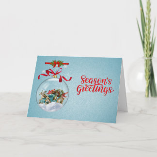 Cartão De Festividades Enfeite de Natal Clássico com Texto Personalizável