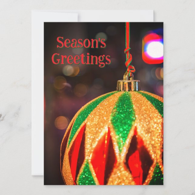 Cartão De Festividades Enfeite de Natal com padrão de diamante (Frente)