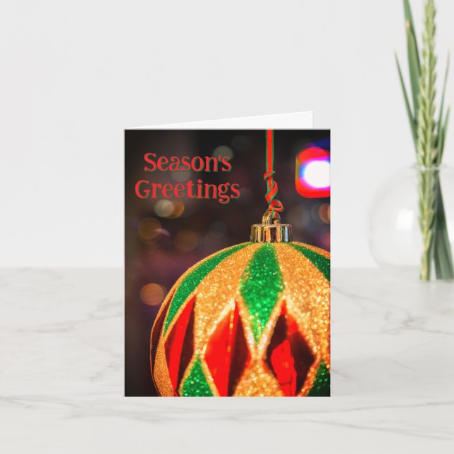 Cartão De Festividades Enfeite de Natal com Padrão de Diamante (Frente)