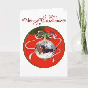 Cartão De Festividades Enfeite de Natal de Dachshunds