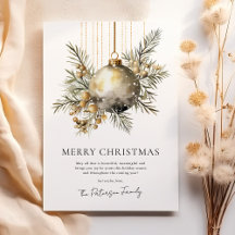 Enfeite de Natal Dourado Aquarela Não-Fotográfica