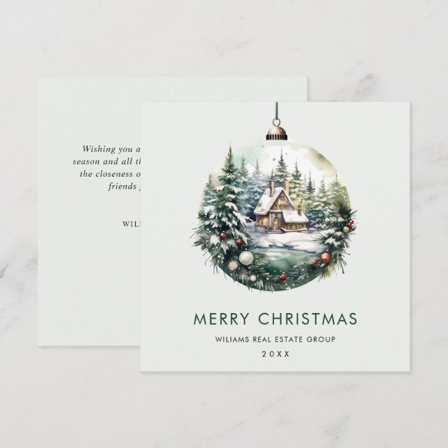 Cartão De Festividades Enfeite de Natal Elegante Cumprimento Corporativo  (Frente/Verso)