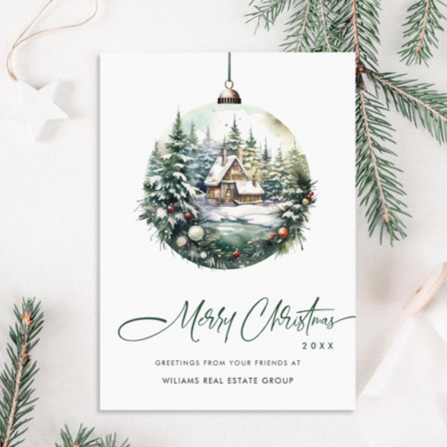 Cartão De Festividades Enfeite de Natal Elegante Cumprimento Corporativo (Criador carregado)