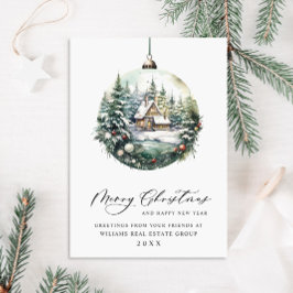 Cartão De Festividades Enfeite de Natal Elegante Cumprimento Corporativo