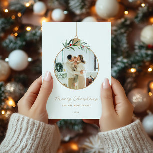 Cartão De Festividades Enfeite de Natal Moderno Foto Feliz Natal