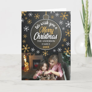 Cartão De Festividades Enfeite de Natal Personalizado Elegante com Foto