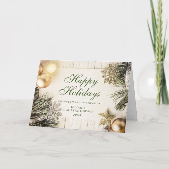 Cartão De Festividades Enfeite de Natal Rústico Retro Cumprimento Corpora (Frente)