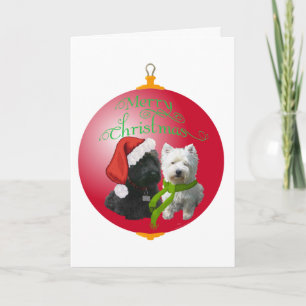 Cartão De Festividades Enfeite de Natal Westie Scottie