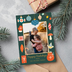 Cartão De Festividades Enfeite de Verduras de Natal Família Fofa Foto