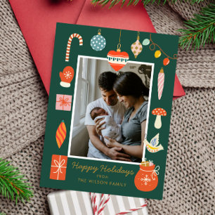 Cartão De Festividades Enfeite Feliz Natal Família Fofa Foto Feriado