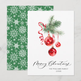 Cartão De Festividades Enfeite Vermelho Elegante Parabéns Natal