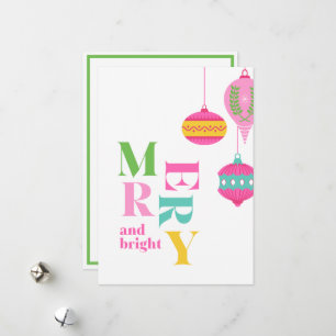 Cartão De Festividades Enfeites de Aquarela Rosa Moderno Chic Não Fotográ