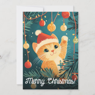 Cartão De Festividades Enfeites de árvore de Natal de gato divertido