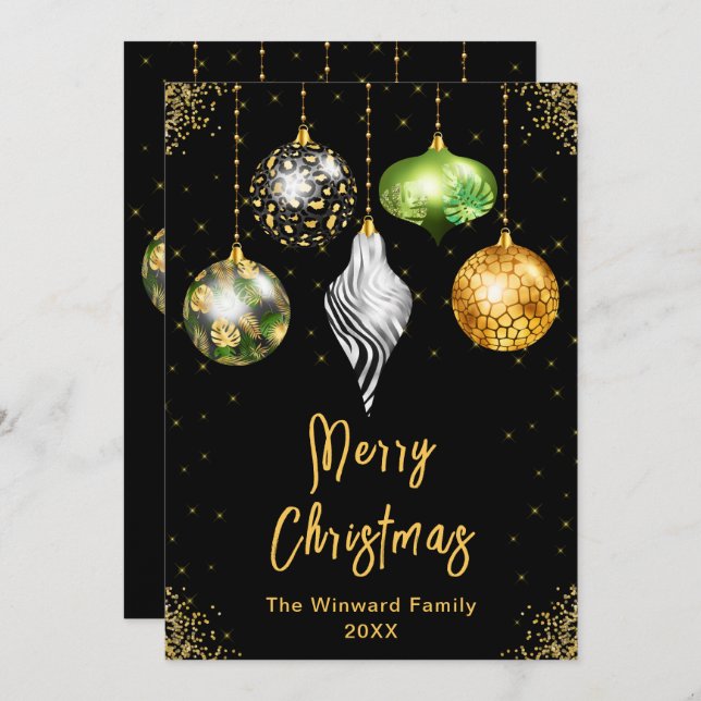 Cartão De Festividades Enfeites de Impressão Safari Feliz Natal (Frente/Verso)