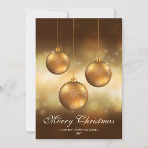 Cartão De Festividades Enfeites de Natal Amarelo Dourado Com Texto Person