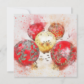 Cartão De Festividades Enfeites de natal Clássicos de Aquarela