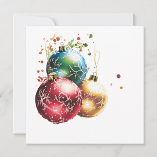 Cartão De Festividades Enfeites de Natal Coloridos com Glitter