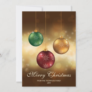 Cartão De Festividades Enfeites de Natal Coloridos Com Texto Personalizad