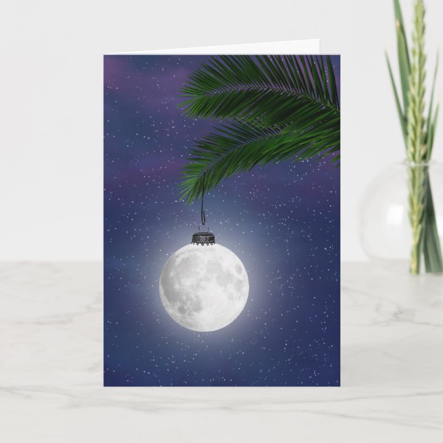 Cartão De Festividades Enfeites de natal Da Lua Na Árvore Palm (Frente)