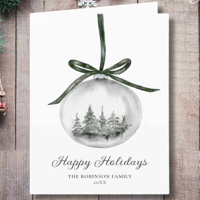 Cartão De Festividades Enfeites de natal de Feriados Felizes da Aquarela (Criador carregado)