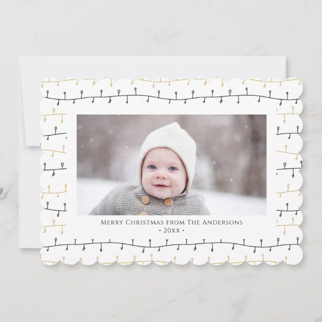 Cartão De Festividades Enfeites de natal Dourados e divertidos, branco si (Frente)