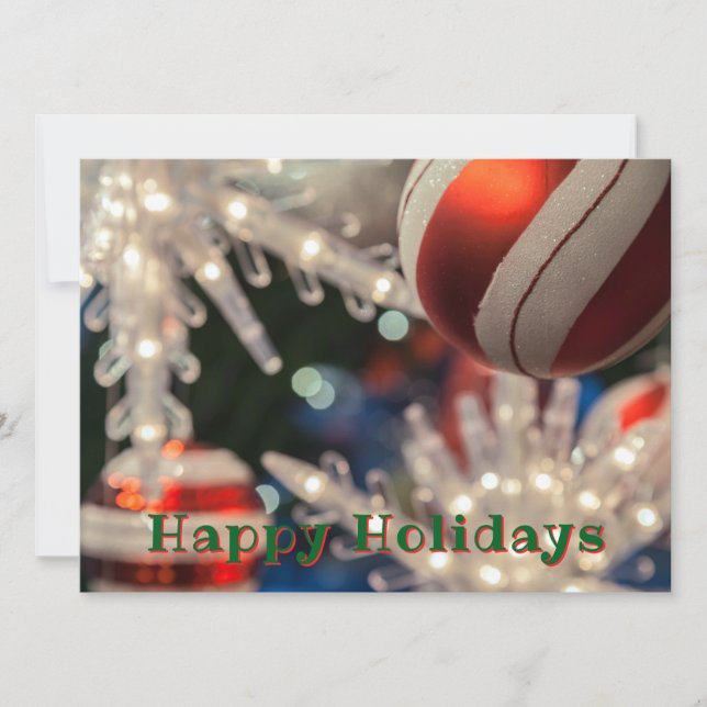 Cartão De Festividades Enfeites de natal e luz (Frente)