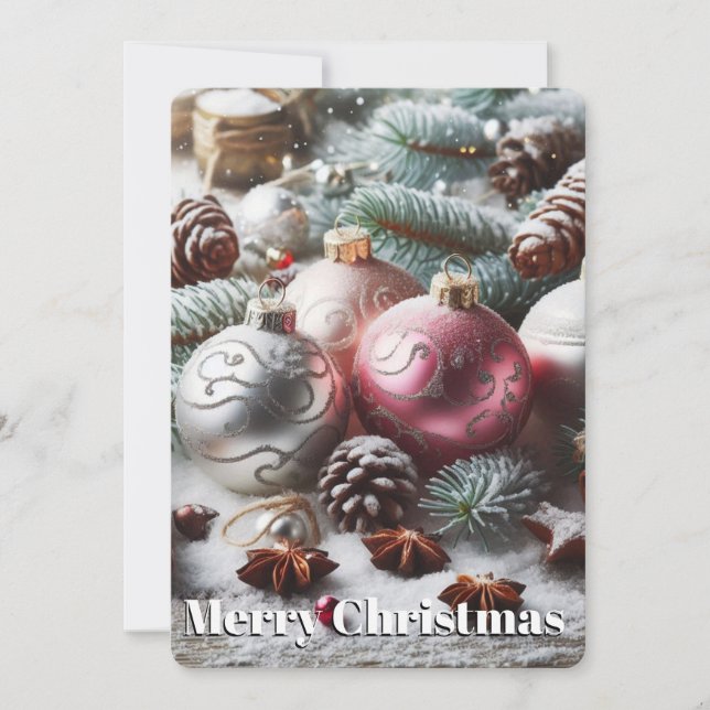 Cartão De Festividades Enfeites de natal e ramos (Frente)