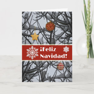 Cartão De Festividades Enfeites de natal Espanhóis em Ramais de Neve
