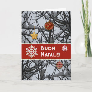 Cartão De Festividades Enfeites de natal italianos em Sucursais de Neve