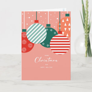 Cartão De Festividades Enfeites de Natal Retro - Charme Clássico de Féria