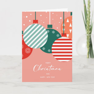 Cartão De Festividades Enfeites de Natal Retro - Charme Clássico de Féria
