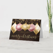 Enfeites de Natal Rosa e Dourado