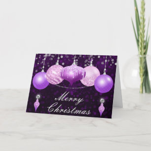 Cartão De Festividades Enfeites de Natal Roxo, Rosa e Prata