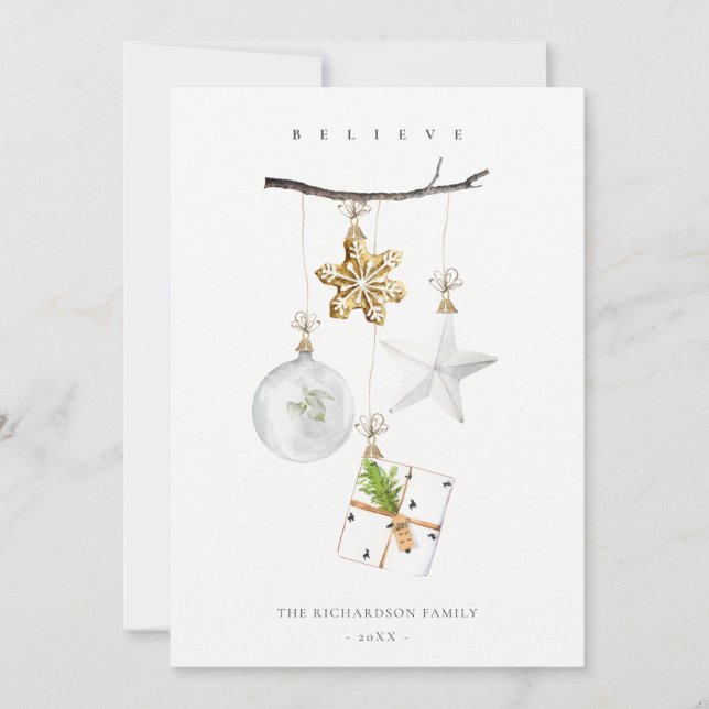 Cartão De Festividades enfeites de natal Star Cookie Chime Acredita (Frente)