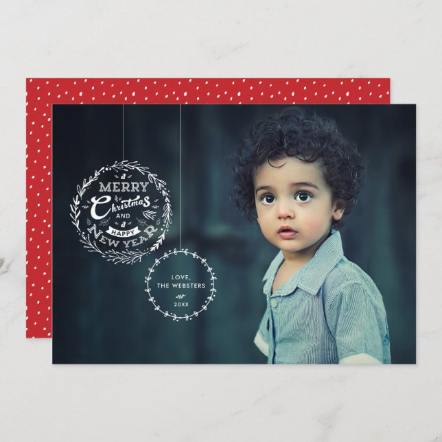 Cartão De Festividades Enfeites de natal tipográfico (Frente/Verso)