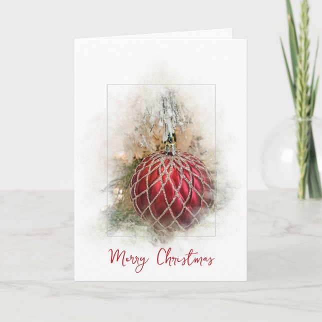 Cartão De Festividades Enfeites de natal vermelho (Frente)
