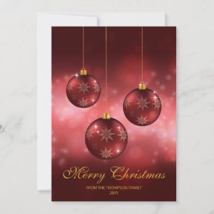 Cartão De Festividades Enfeites de Natal Vermelhos com Texto Personalizad