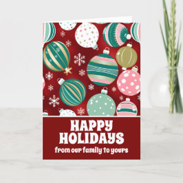 Cartão De Festividades Enfeites de Natal Vintage Retro e Flocos de Neve