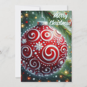 Cartão De Festividades Enfeites de natal Whimsic Vermelho Cabeça Branca